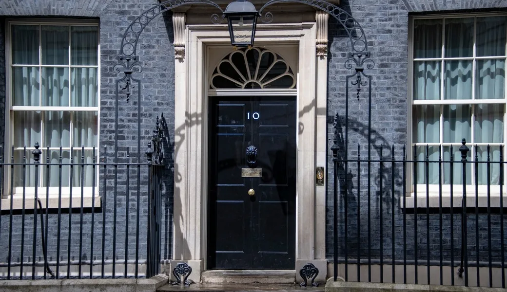 The outside of 10 Downing Street.