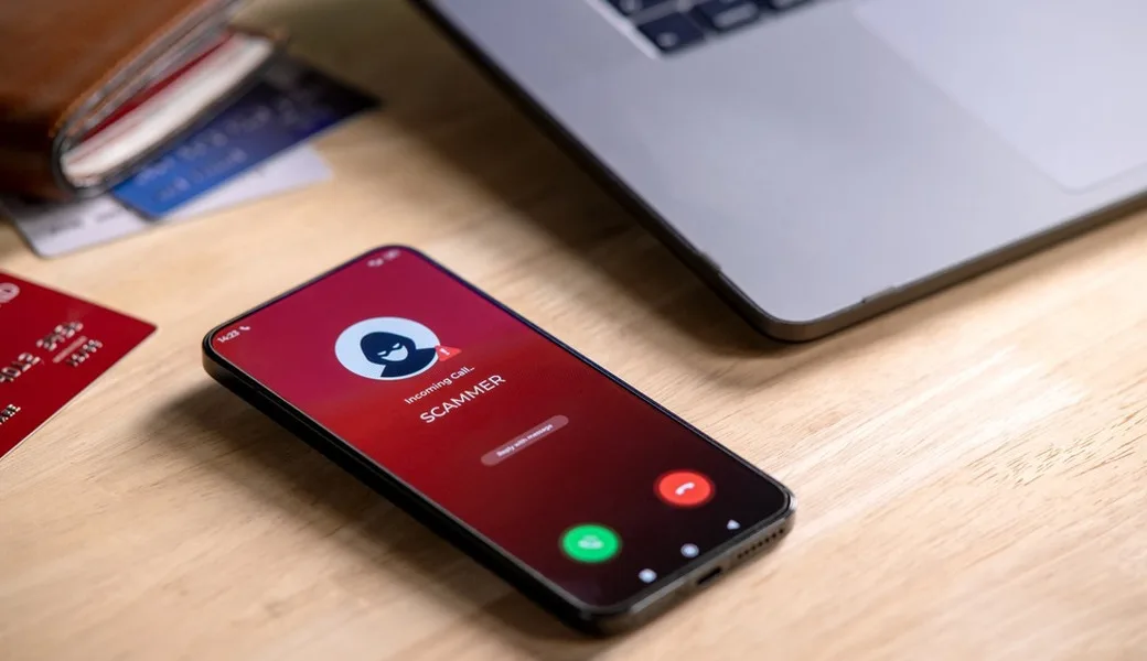 A phone receiving a scam call.